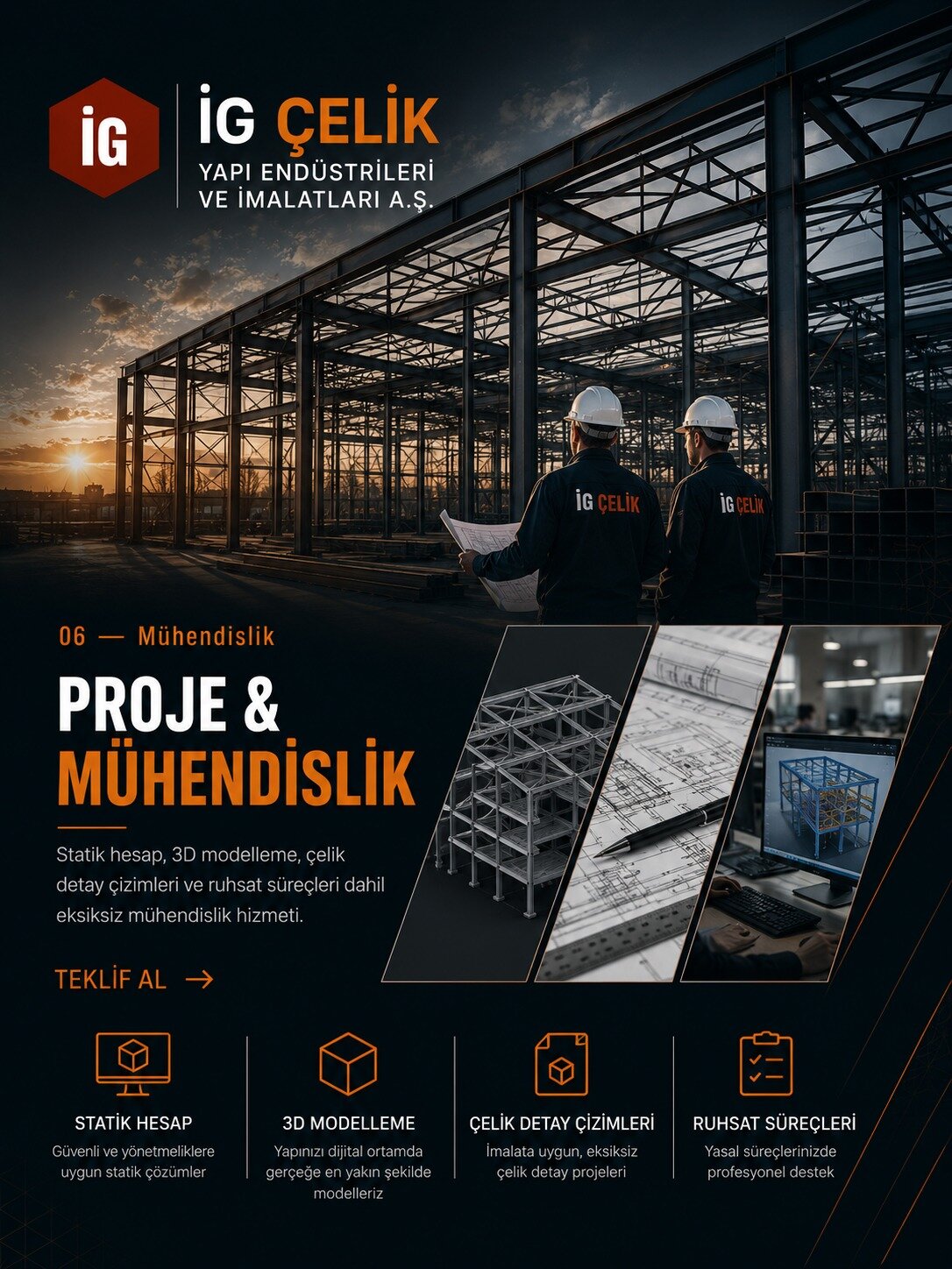 Proje ve mühendislik — statik hesap ve 3D modelleme